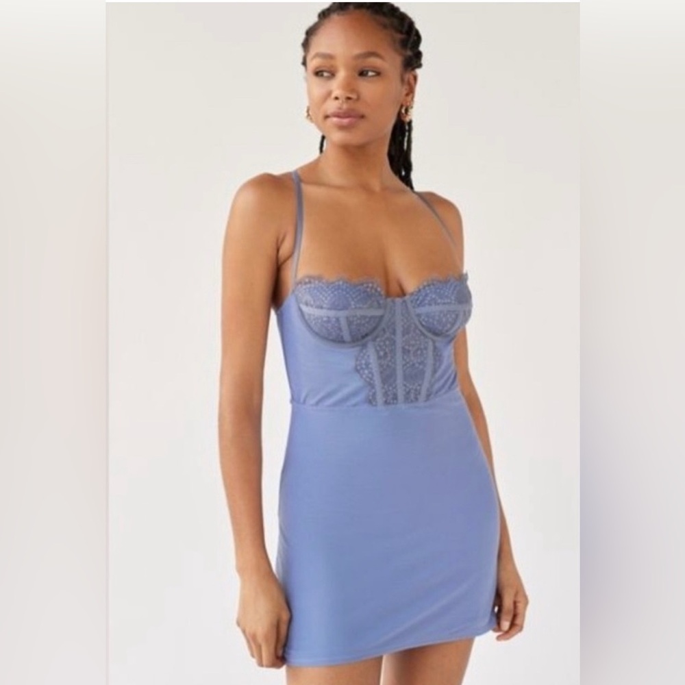Urban Outfitters blue Modern Love Corset Slip Dress 
Size SP